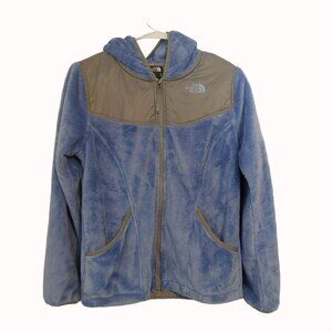 The North Face Girls XL Fuzzy Fleece Hooded Jacket Blue & Gray